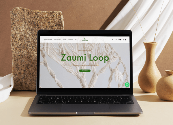 Computador com loja online da Zaumi Loop - macramé em Portugal